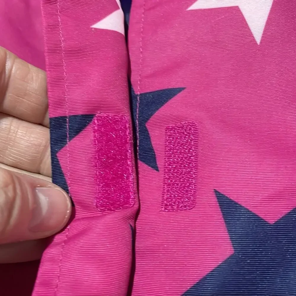 Gymboree S 5/6 lined hot pink star hooded raincoat pockets nwt